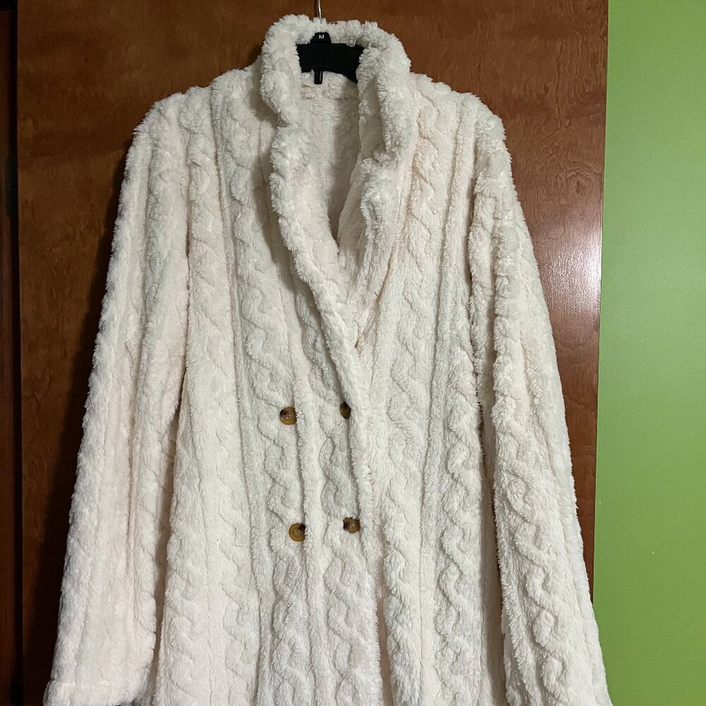 Never worn ivory button sweater coat.